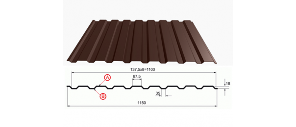 Профнастил коричневый оцинкованный  RAL 8017 С-20 купить недорого в Чехове
