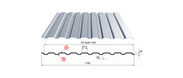 Профнастил оцинкованный С-20 1100x2500 купить недорого в Чехове
